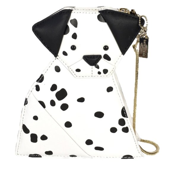 Kate Spade Origami Dalmatian Dog Leather Convertible Clutch bag Black White nwot - Picture 1 of 8